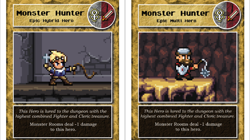Two hero cards from Boss Monster